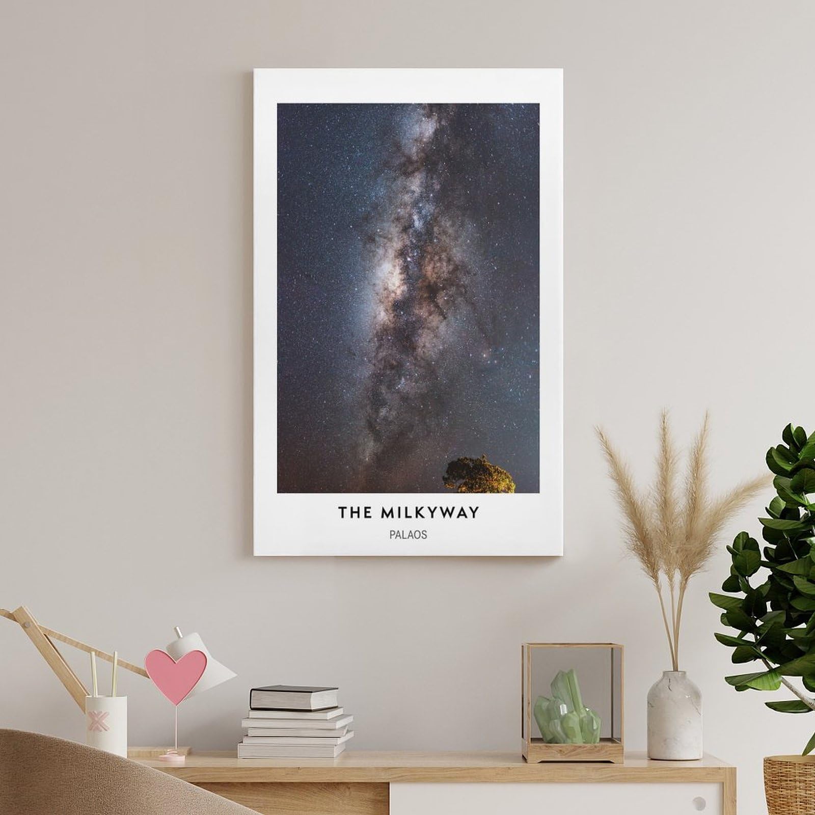 Junmoney Leinwanddruck Milky Way Galaxy Night Sky, 20x30inch(50x75cm), Für Schlafzimmerdeko, Ecken Oder Studios, Dekorative Wandkunst Für Ruhige Zimmer