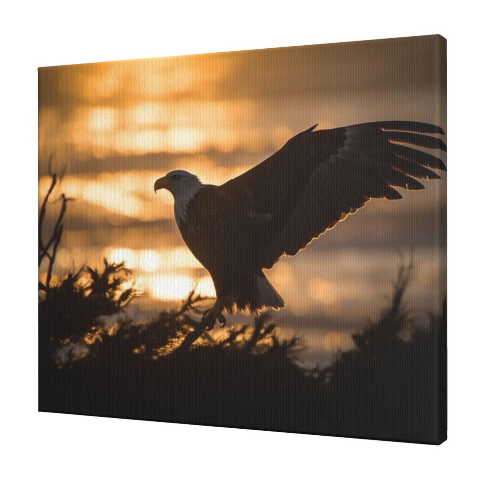 FodPand Backlit Eagle Canvas Wall Art for Living Room Wall Decor 20"x24" Modern Artwork Painting Pictures Hanging Canvas Prints Aesthetic Wall Art for Bedroom Bathroom Office Wallart Decor