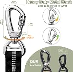 Dog Leash Heavy Duty, 4ft-6ft Bungee Leash with 2 Padded Handles and Collar, Strong Tactical Lead Car Seat Belt for Large Dogs, Reflective Dog Leashes for Walking Training Running (Black)