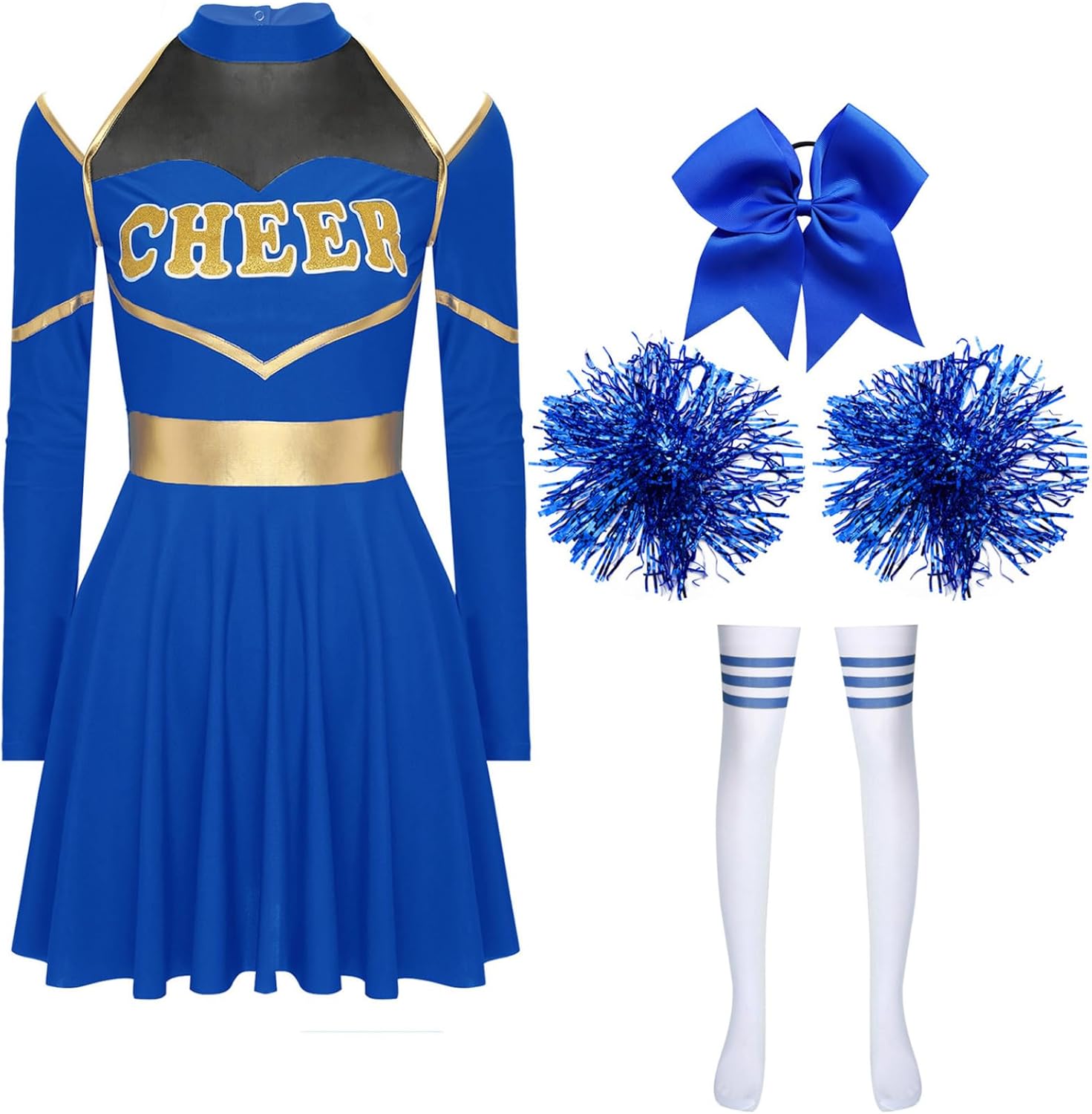 Pompom Girl Costume Women's Pompom Uniform Costume for Carnival Halloween