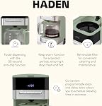HADEN Quintessential 12 Cup Coffee Maker with120 Minute Keep Warm, Delay Brew, Adjustable Strength, Programmable Clock, and Anti Drip, Cedar Green/Chrome