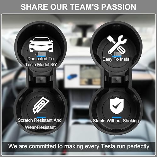 Miniatura 8 de Edulnke Soporte para tazas para el modelo Y de Tesla 2023, soporte para tazas de Tesla Modelo Y Modelo 3 2023 2022 2021, soporte de taza de silicona