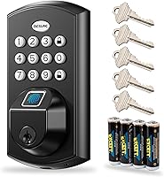 DESLOC A100F Fingerprint Keypad Smart Deadbolt Lock - Keyless Entry, 12-Month Battery, IP54 Waterproof, Easy Install, 5 Backup Keys