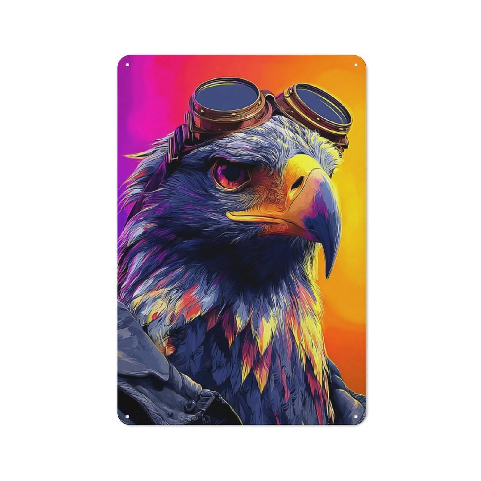Junmoney Steampunk Eagle Portrait-1 Clean Industrial Industrial Metal Sign 30X20cm, Studio Wall Art For Loft, Studio, Office Or Creative Room