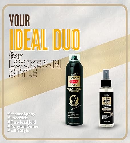 Miniatura 6 de EBIN NEW YORK Spray de fusión para pelucas de encaje  Paquete Wonder Lace Bond con Wonder Tail Bond Freezer Spray  Estilo de sujeción extrema fuerte