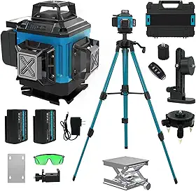 Nível Laser 4D 16 Linhas Verde Profissional, Autonivelamento ±3°, Bateria 5000mAh com Controle Remoto, Ideal para Alvenaria, Reformas Domésticas e Construção Civil