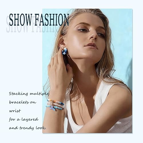 Miniatura 15 de 3600 cuentas de arcilla para hacer pulseras, 10 hebras planas redondas de polímero rosa de arcilla rosa de 0.236 pulgadas (0.236 in), cuentas Heishi