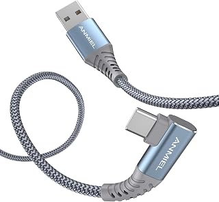 USB C Cable 3M Long Right Angle USB A 2.0 to Type C Cable Nylon Braided Power Charging Cord Compatible with Samsung Galax S21 S20 S10 S9 S8,LG,Moto, Pixel and More USB C Phone Tablet Camera