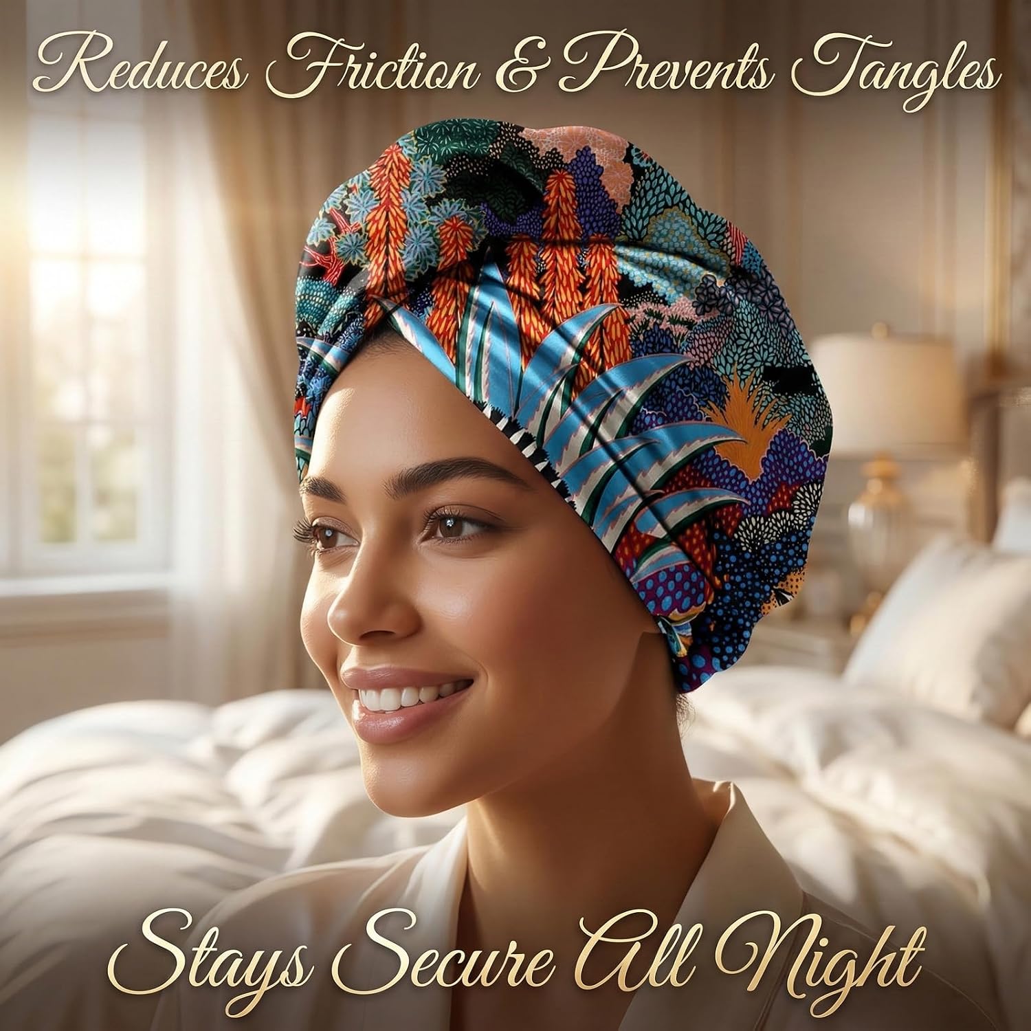 Satin Head Scarf for Women, Silk-Like Square Hair Wrap for Sleeping, Non-Slip Twill Bandana & Neck Scarf