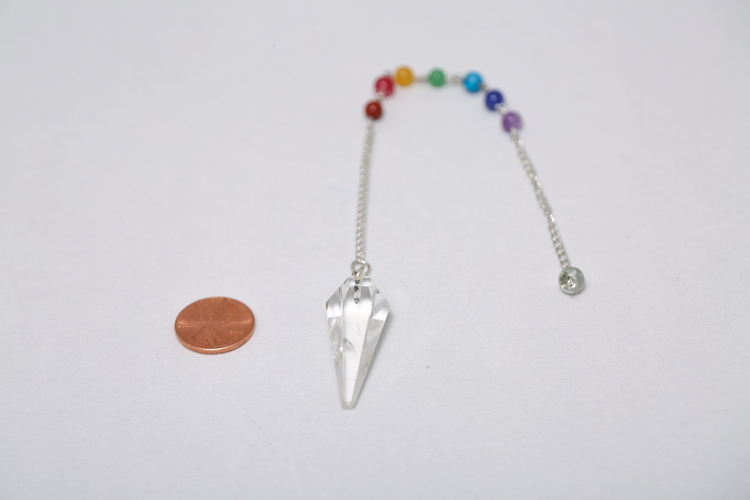 Crystal Quartz Faceted Chakra Pendulum for Scrying, Dowsing, Divination, Reiki, Chi from The Goddess Menagerie