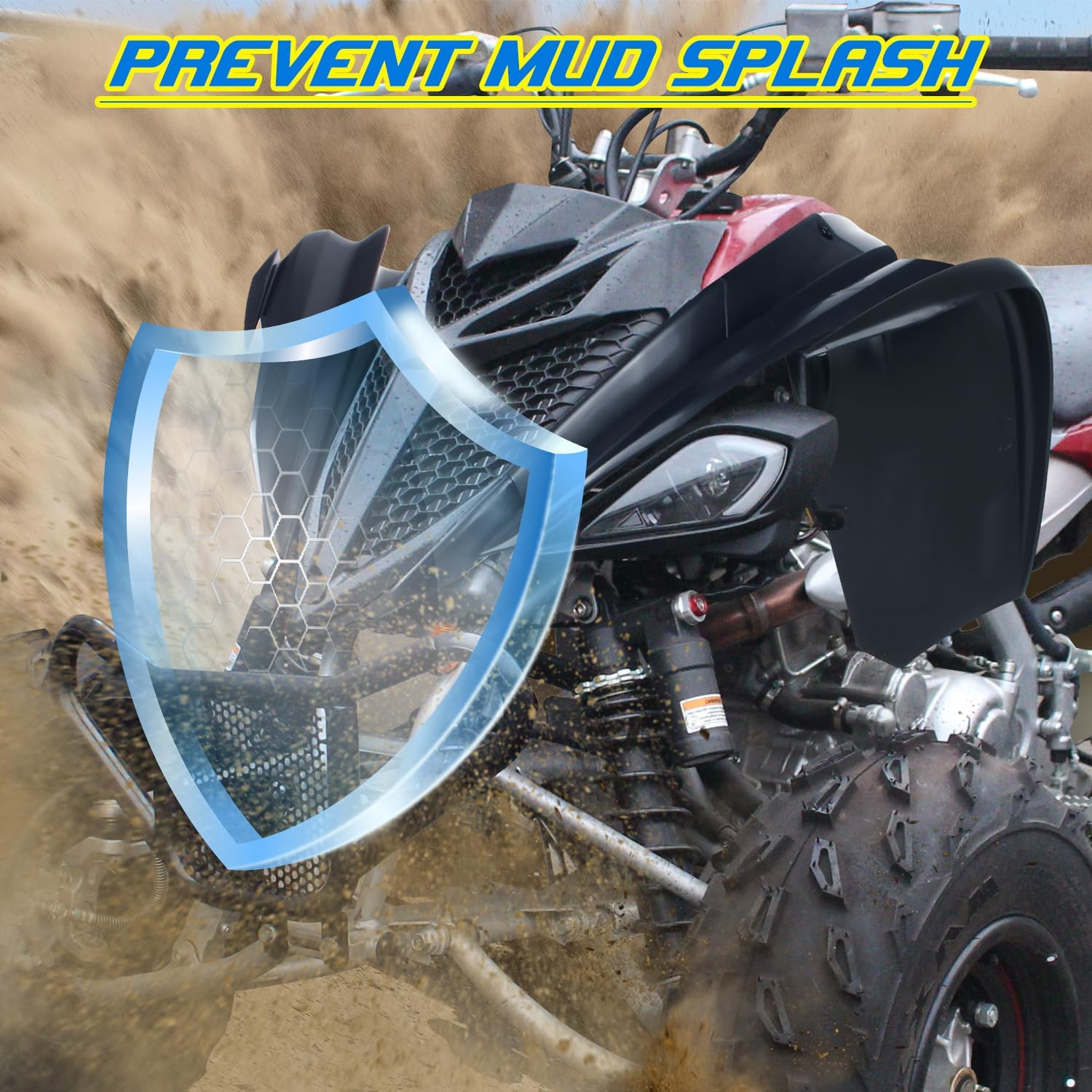 Front Fender Flares Compatible with 2013-2025 Yamaha Raptor 700/ 700R Accessories Extended Mud Guards Mud Flaps