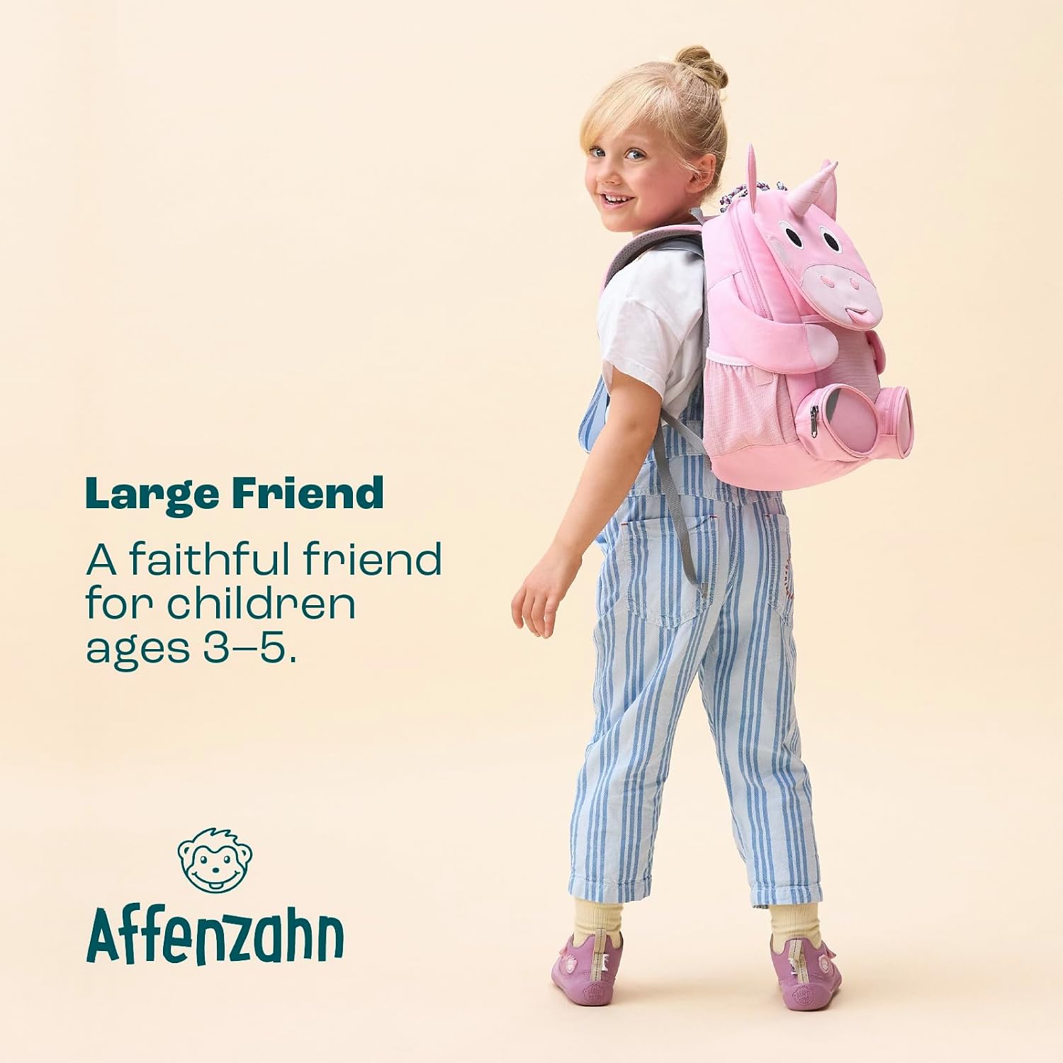 Affenzahn Unicorn Backpack for Kids, 3-5 Yrs Old - Water-Repellent Back to School Toddler Backpack for Daycare, Preschool & Travel-Adorable Bookbag for Girls & Boys with Functional Pull-Out Tongue image 2