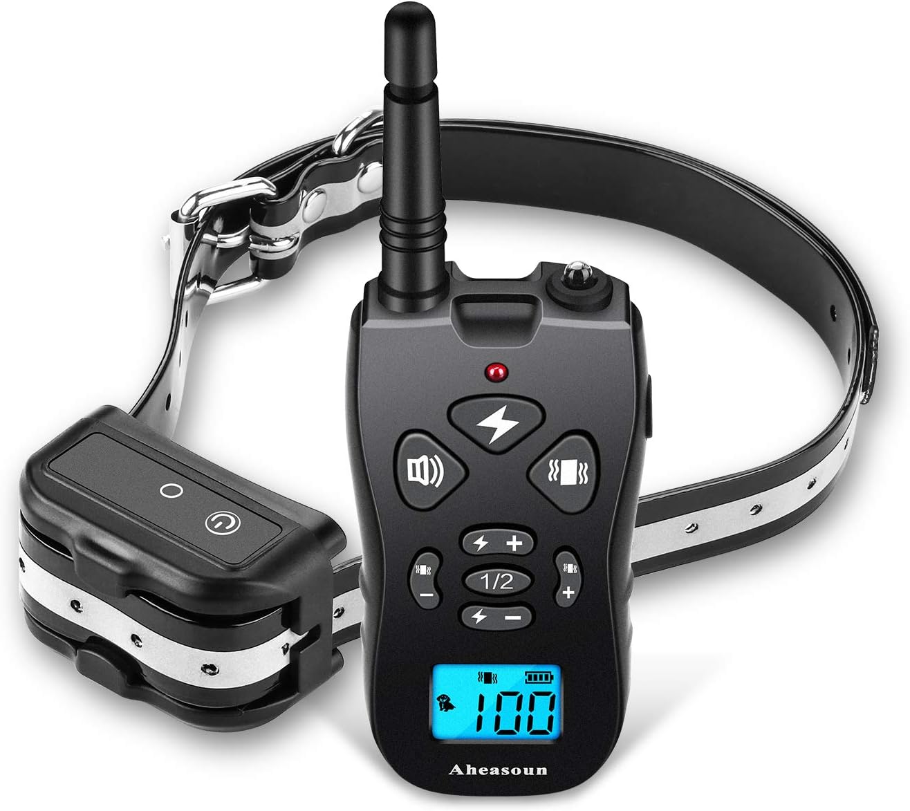 Aheasoun Dog Training Collar, Dog Shock Collar, 3 Training Modes, Beep, Vibration and Shock, 0~100 Shock Levels, 100% Waterproof Training Collar with Remote Rechargeable for Small Medium Large Dogs