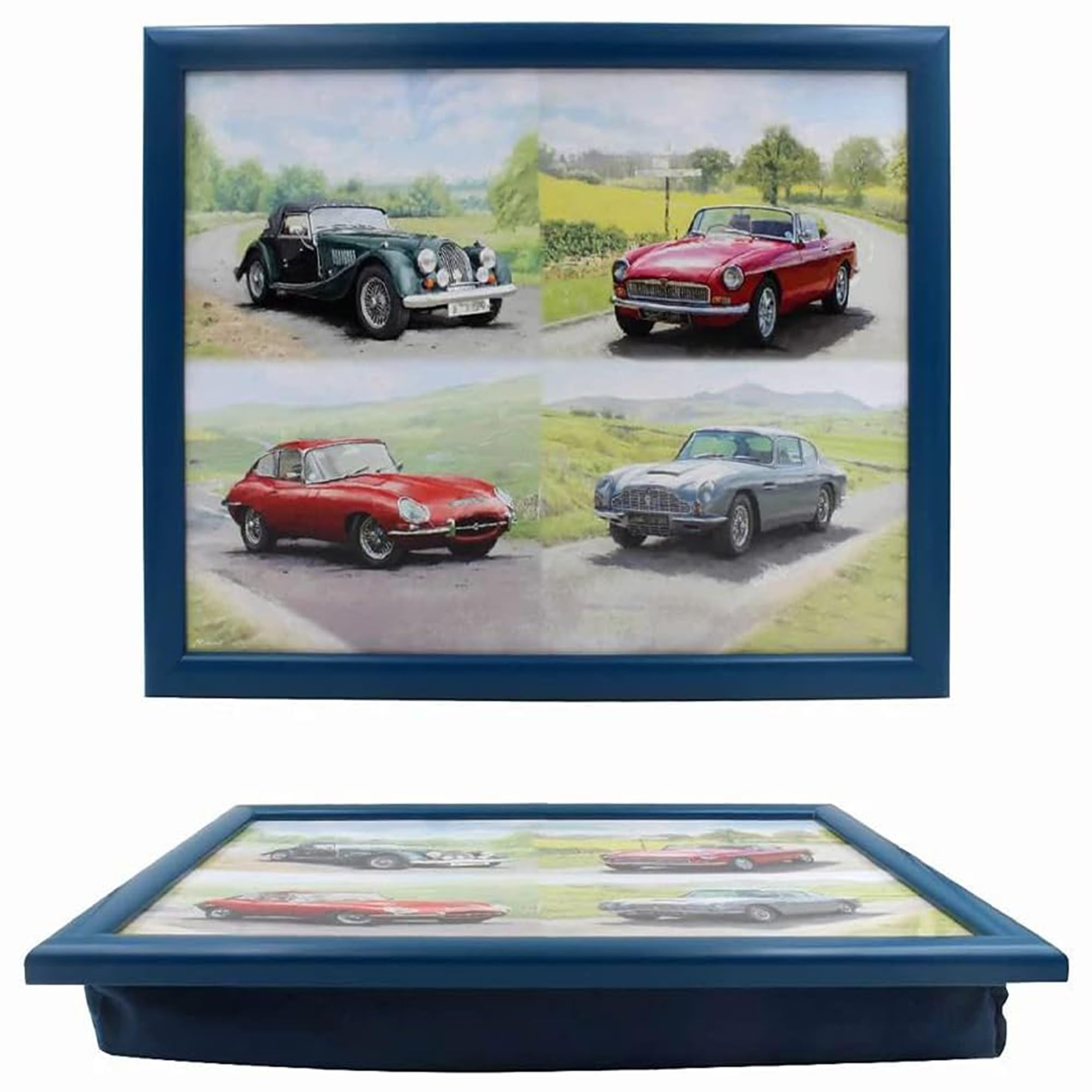The Leonardo Collection Classic Cars Lesser & Pavey Laptray | Bean Bag Trays With Padded Cushion | Suitable For Drinks, Food, Breakfast & Laptop | Lovely Designed Lap Tray For Home & Office