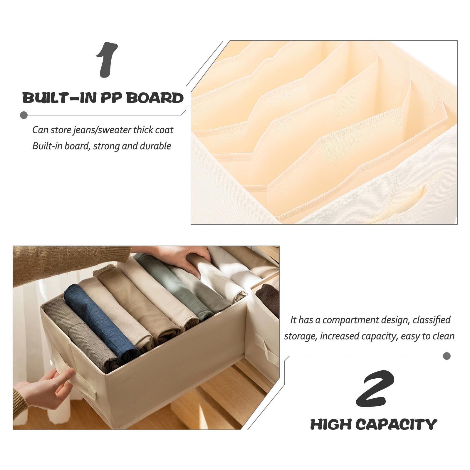 Organizador de Armario 25x9x7 Pulgadas Divisor de Cajones para Ropa Interior y Jeans Almacenaje Funcional para Armarios