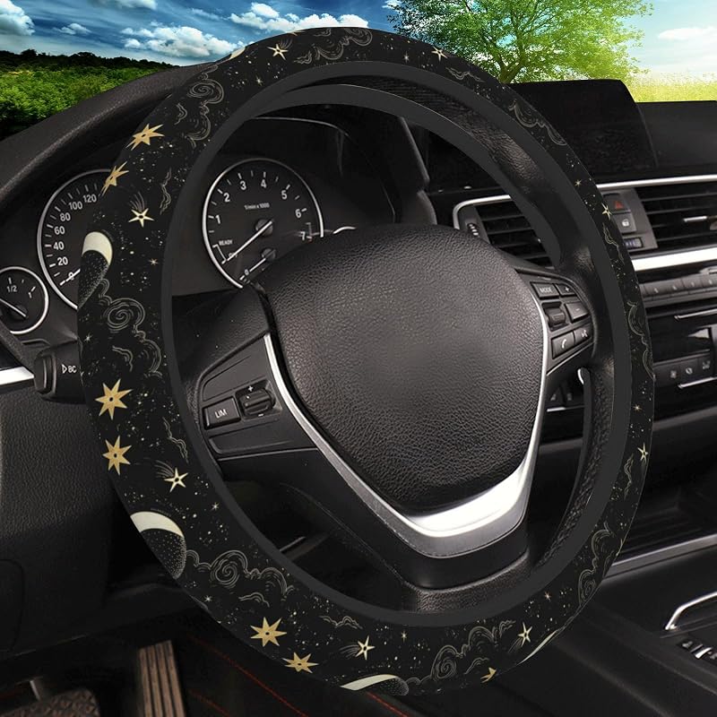 Capa para Volante KARREAL Estrela e Lua em Neoprene para Carro, SUV e Caminhão – 38,1 cm