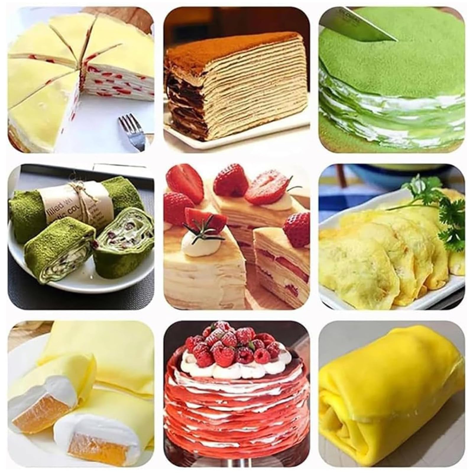 Máquina automática para Hacer crepas, crepera Comercial y Masa de milhojas, diámetro de crepas: 15-23 cm, Grosor: 0,40-1,2 cm, Velocidad Ajustable, para lasaña de Mango/Durian 8in