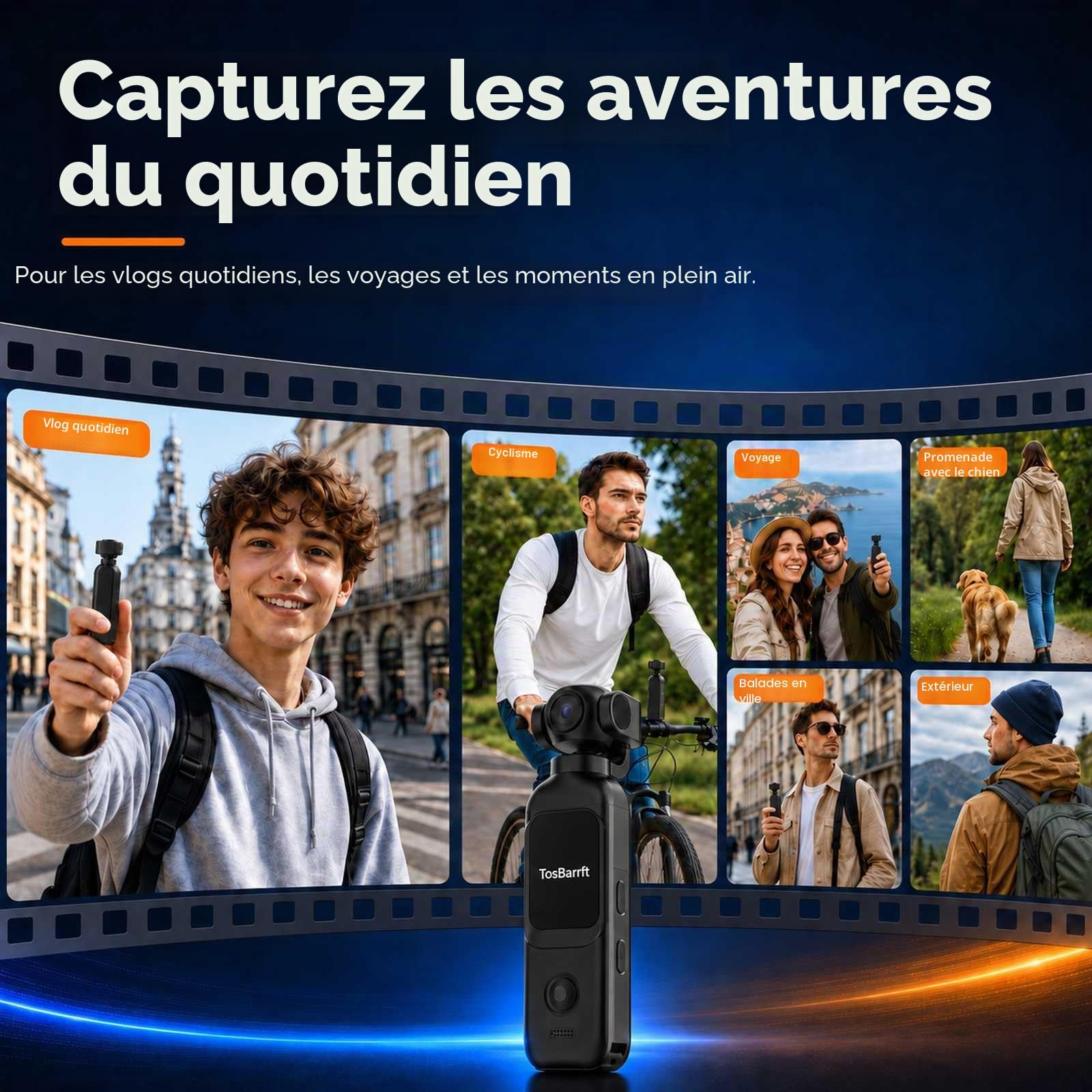 Caméra de vlogging avec Objectif Rotatif à 270°, caméra de Poche avec Enregistrement Audio et vidéo, Batterie de 14 Heures, caméras POV Portables avec 32 Go, Enregistrement Facile à Un Seul