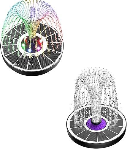 SZMP Fuente solar mejorada, panel de vidrio 100% y fuente solar, fuentes de baño para pájaros de 3.5 W con flor Panel de vidrio mejorado 2023