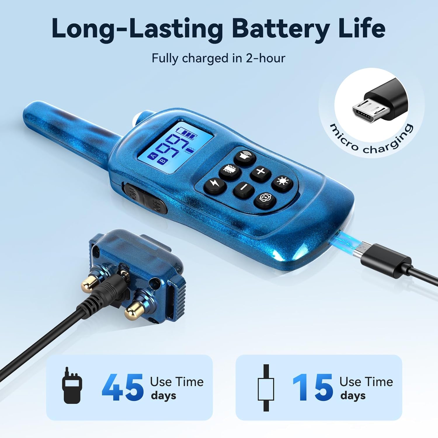 Shock Collar for Small Dogs，Tiniest and Lightest Dog Training Collar with 2000ft Remote，Tailored Small Dog Shock Collar 5-15 Pounds，Beep，Vibration and Safe Shock，0-99-Level Precise Adjustment，Blue