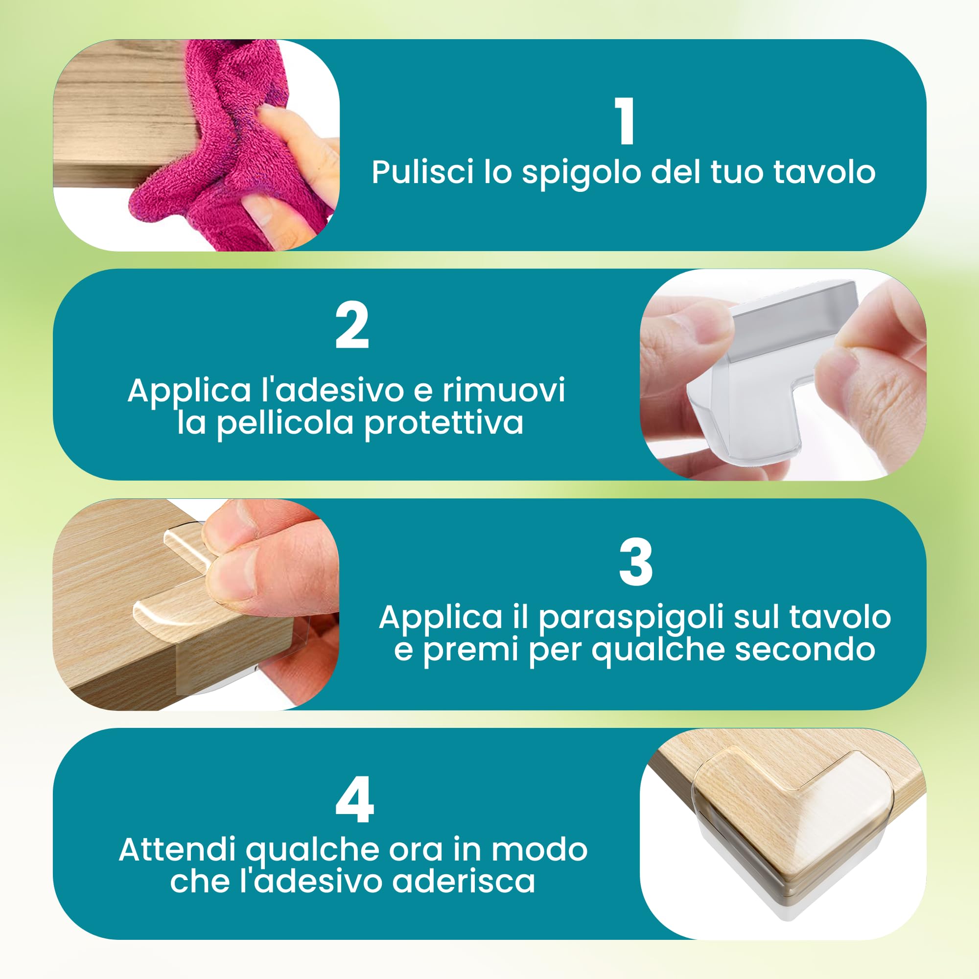Paraspigoli Bambini Gomma Adesivo Acrilico EXTRA STRONG - Para Spigoli Bimbi Trasparenti Kit Sicurezza