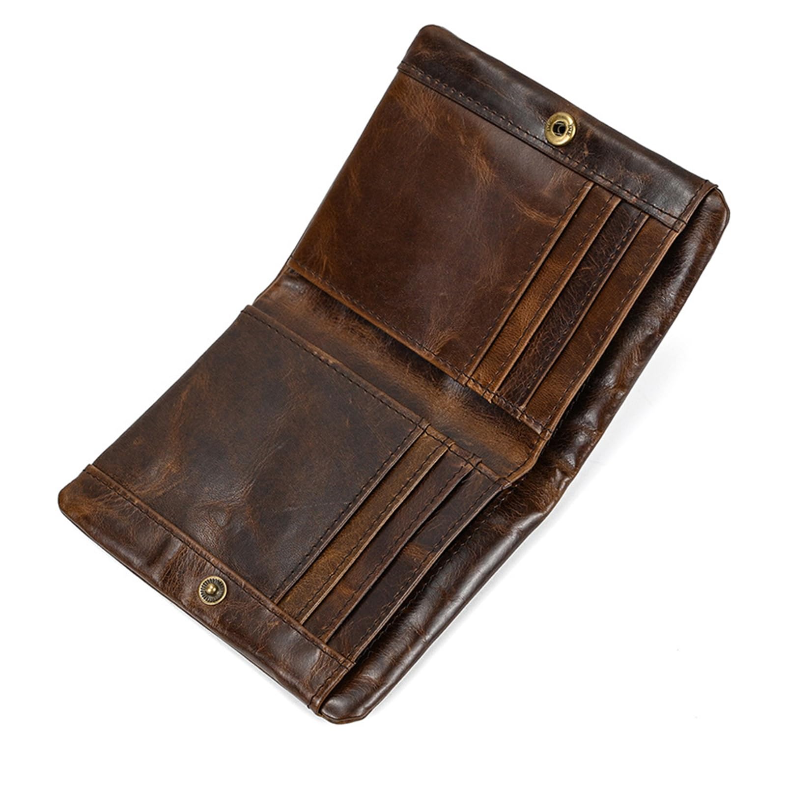 LUUFAN Genuine Leather Bifold Wallet with Multiple Card Slots for Men and Women, Slim Coin Pocket Cash Credit Card Holder Zipper Purse,Coffee
