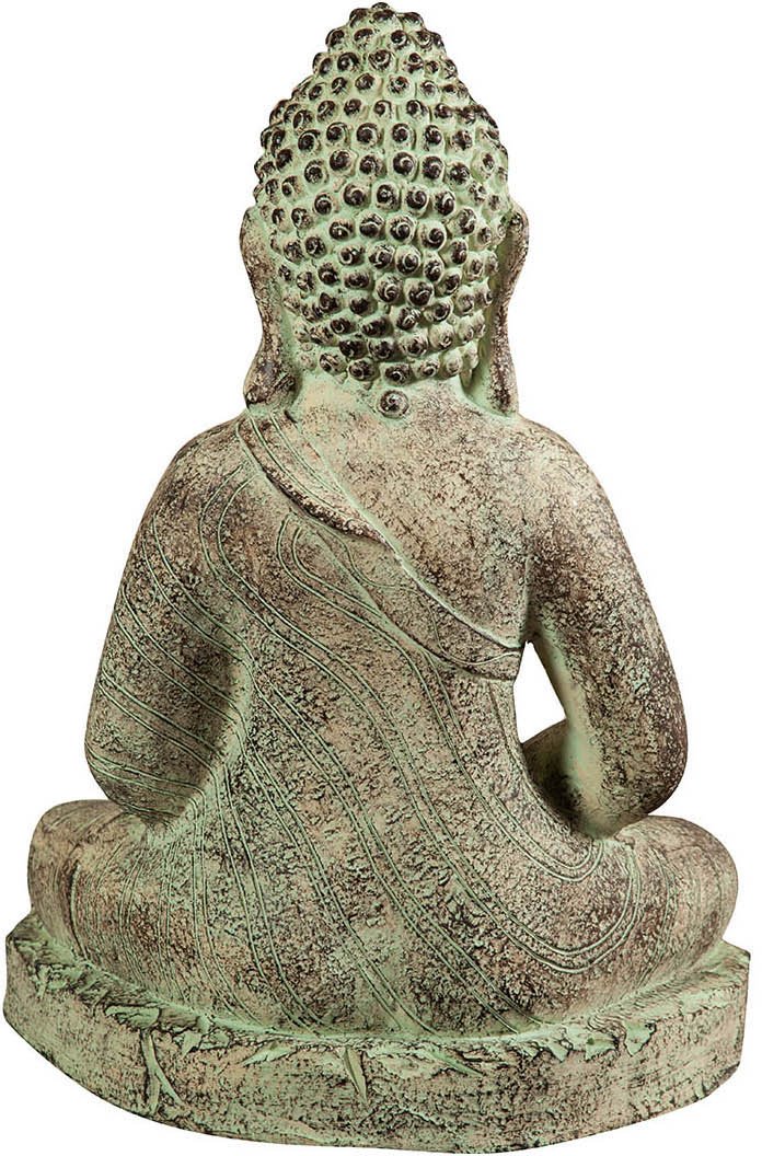 Biscottini Statua Buddha in Posizione Meditativa 46X34X66 cm - Buddha statua in resina grande - Buddah da arredo Effetto Pietra Invecchiata - Decorazione Zen da Interno ed Esterno