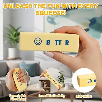 Butter Squishy, 2 PCS Soft Butter Stick Squeeze Fidget Toys, Realistic Sensory Squishies Squeeze Toys for Adults Rebounding Help for Stress Relief and Focus, Squishy Butter for Home Office School