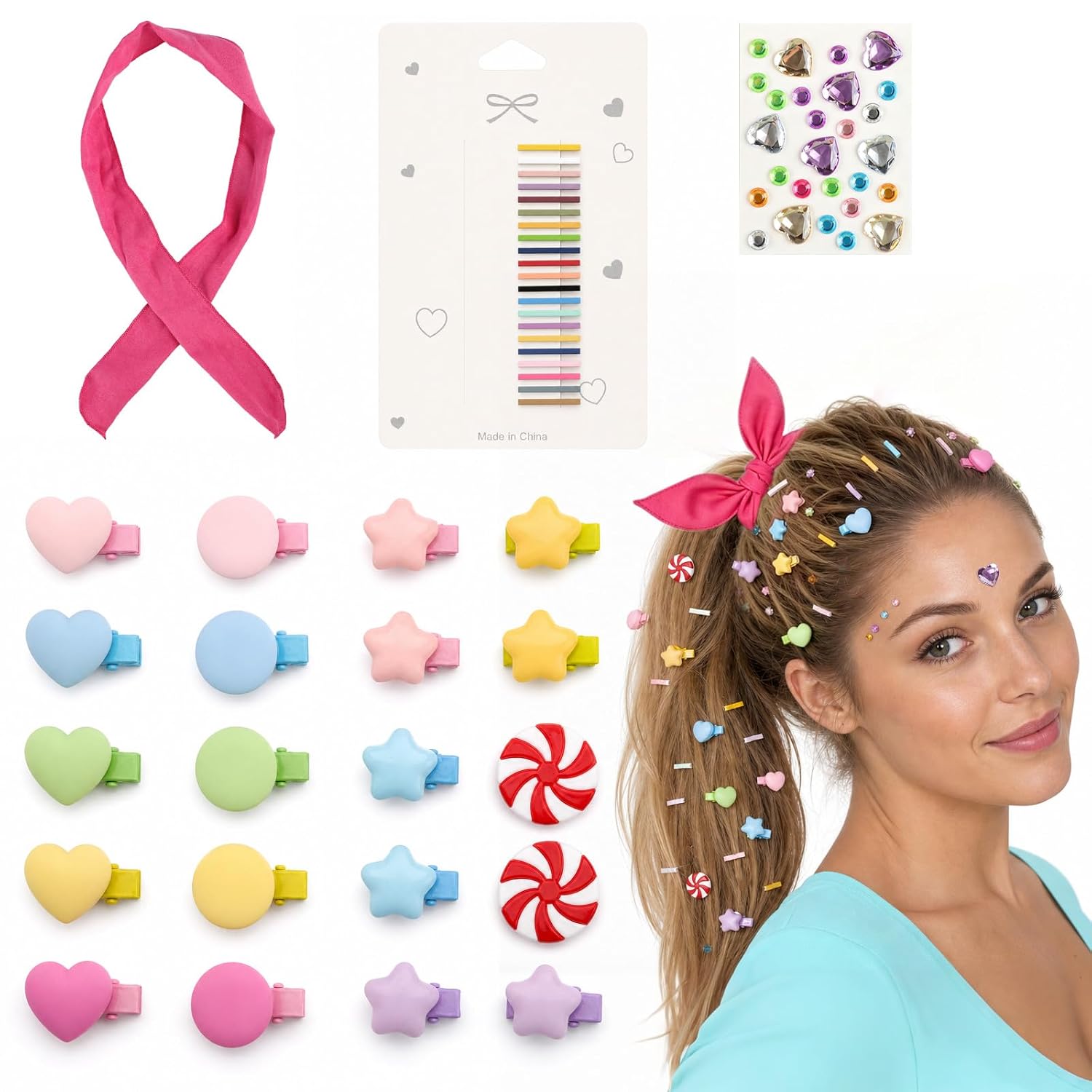 43Pcs Halloween Costume Accessories Cartoon Hair Pins Set for Women