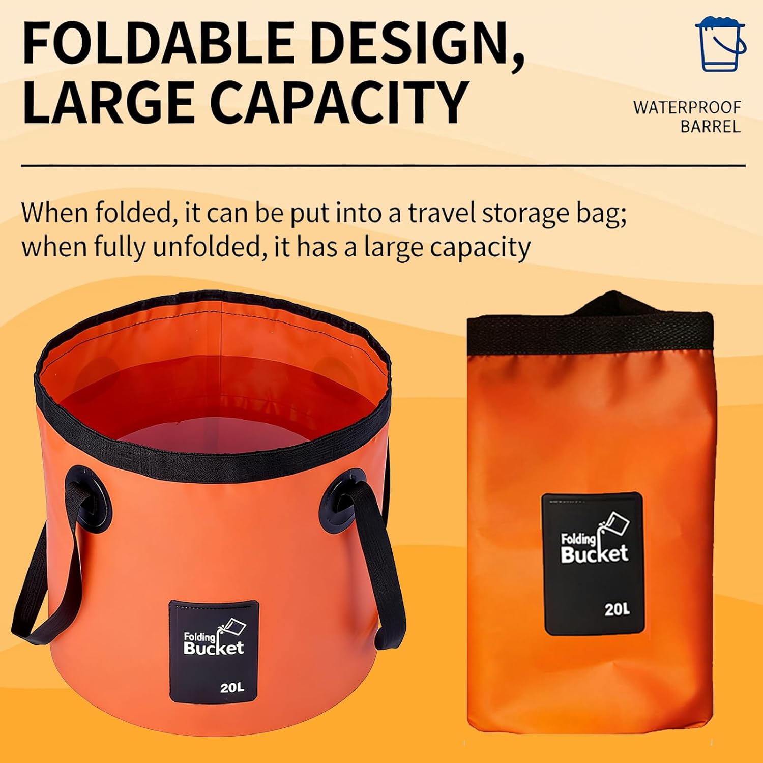 Portable Shower for Camping - 2500mAh Rechargeable Outdoor Shower with LED Light, 20L Large Capacity Foldable Bucket, Filtered Shower Head, Outdoor Shower for Camping, RV, Car Washing, Pet Bath