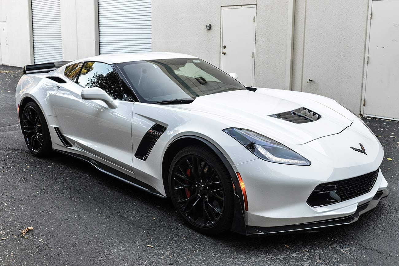 Replacement for 2014-2019 Chevrolet Corvette C7 | Z06 Z07 Style ABS Plastic Primer Black Side Skirts Rocker Panels Extension Pair