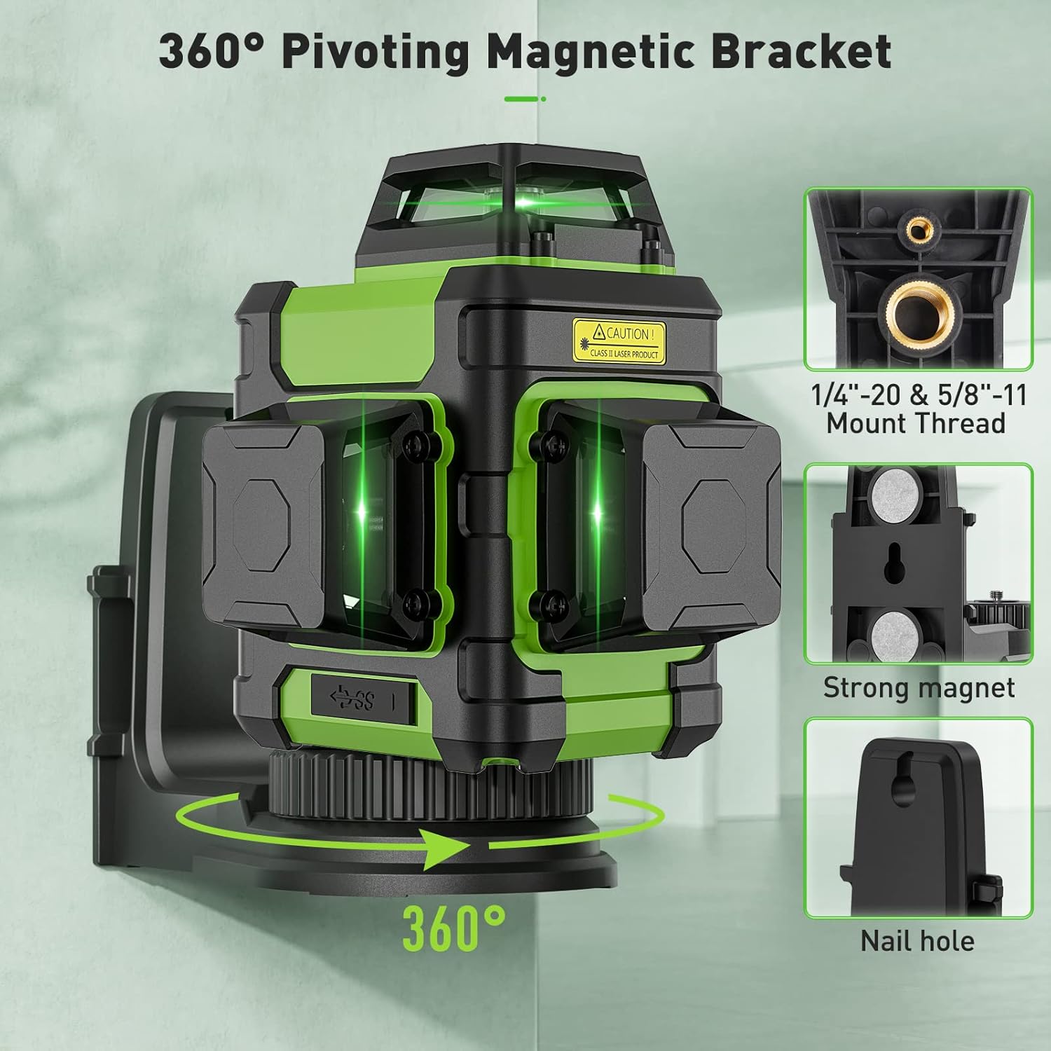 Huepar HM03CG Laser Level in Pulse Mode with a laser detector outdoors