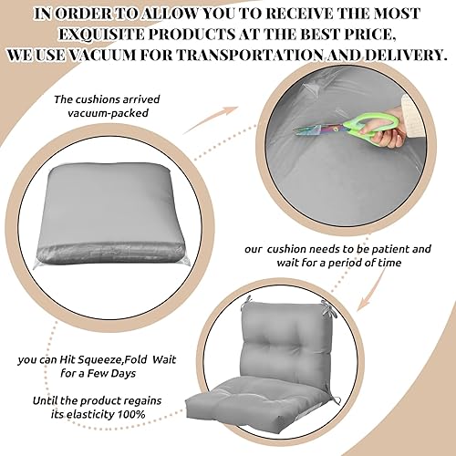 Miniatura 2 de Juego de 4 cojines para sillas de patio para muebles de interior y exterior, almohadillas de respaldo alto, impermeables, cómodos, cojines de