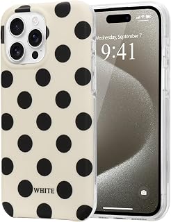 Wirvyuer Polka Dot Case for iPhone 15 Pro Max, Cute Back Design | Soft TPU Slim Protective Case,Matte Shockproof Case,for Women Girls,Aesthetic Protective Phone Case