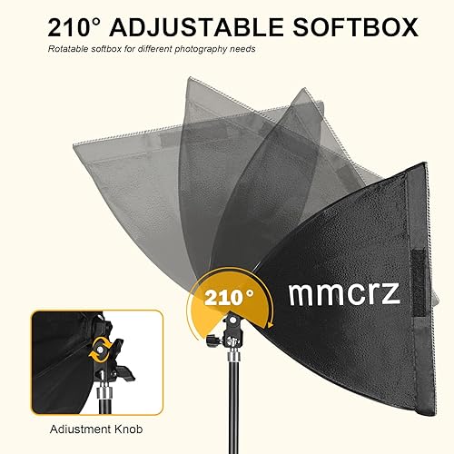 Miniatura 3 de mmcrz Paquete de 2 kits de iluminación profesional Softbox, luces de estudio de 16 x 16 pulgadas con bombillas LED E27 de 85 W 2700-6500 K,