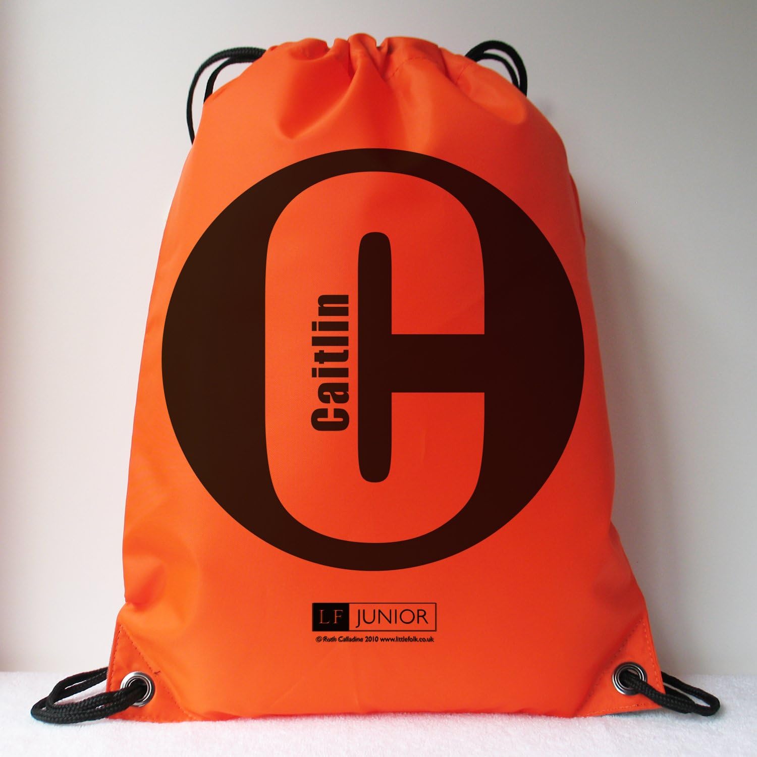 Little Folk LF Juniors Personalised Drawstring Swimming Bag, School Bag, Football Bag, Dance Bag for Girls & Boys - Big Dot Design Orange Bag made with any name