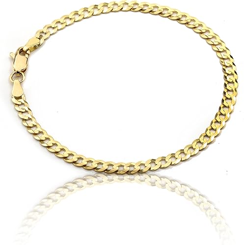 Floreo 10k Fine gold 4mm Curb Cuban Chain Bracelet and Anklet