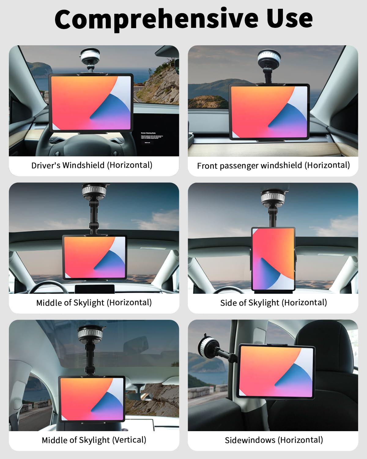 Soporte manos libres con ventosa para iPad/tableta, soporte para teléfono y tableta para asiento trasero de coche para Tesla Model 3/Y/S/X