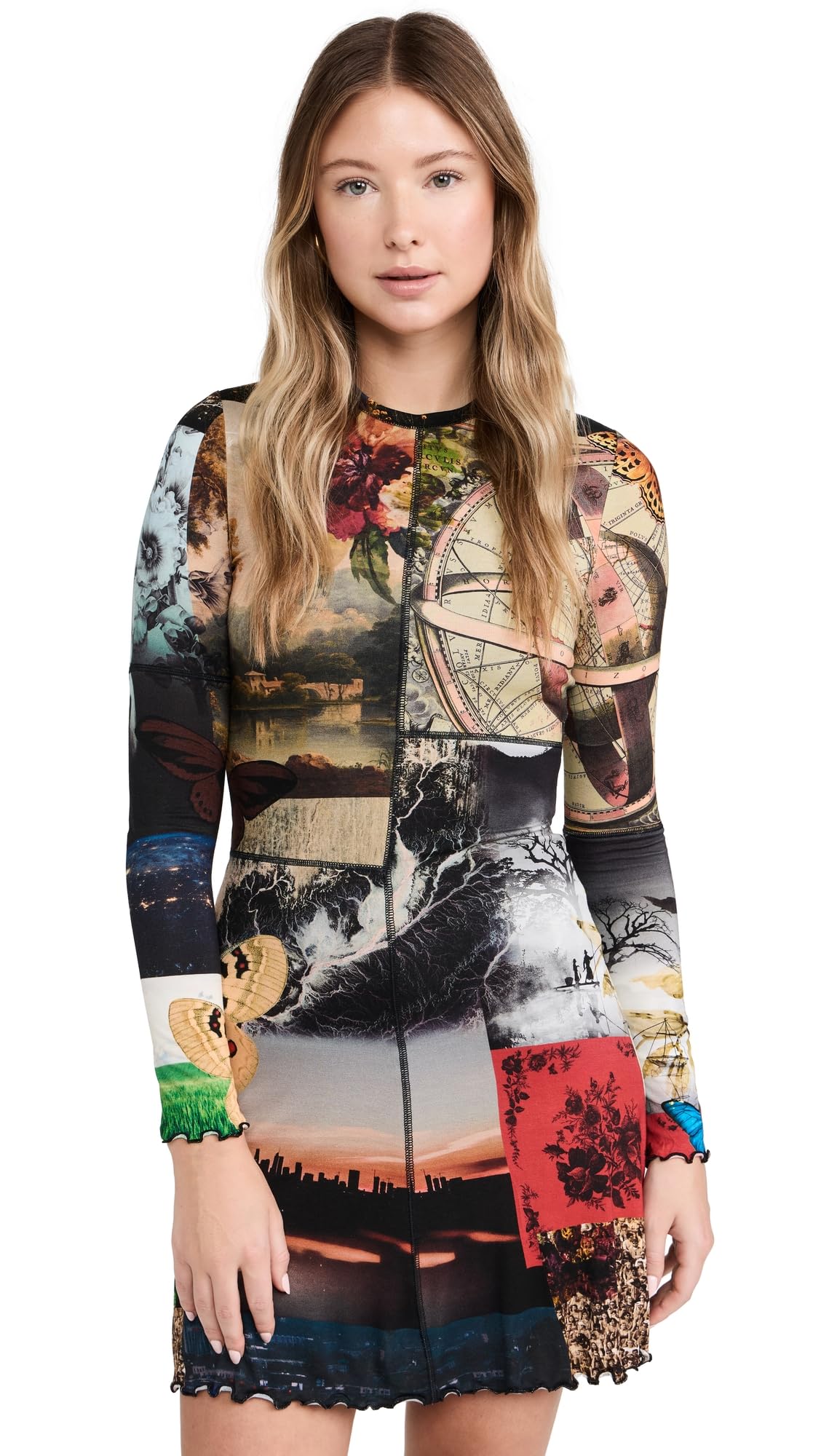 alice + olivia Women's Delora Paneled Flare Mini Dress