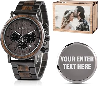 Mens Custom Wooden Watches Personalized Anniversary Birthday Wooden Watches for Him Husband Boyfriend Dad Son Christmas Watch