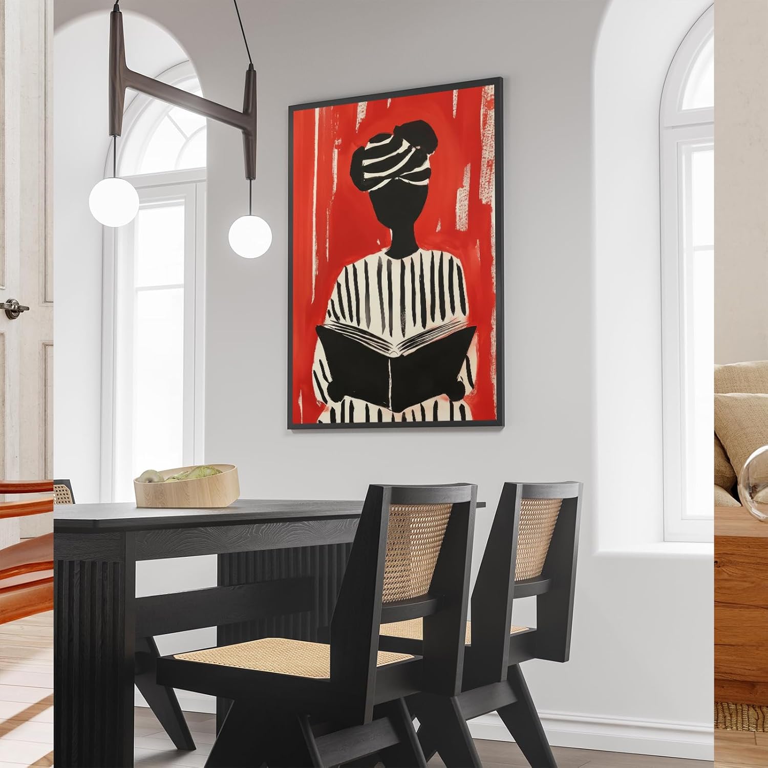 Black Man Wall Art Canvas Black Stripes Abstract Art African American Woman Canvas Painting Posters Minimalist African American Woman poster for Modern Home Living Room Decor 16x24inch UNFRAMED - Image 3