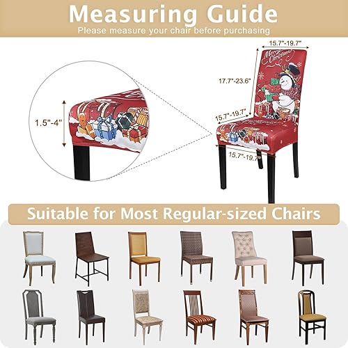 Miniatura 6 de SearchI Juego de 6 fundas estampadas para sillas de comedor, fundas elásticas para sillas de cocina, lavables, fundas protectoras extraíbles para