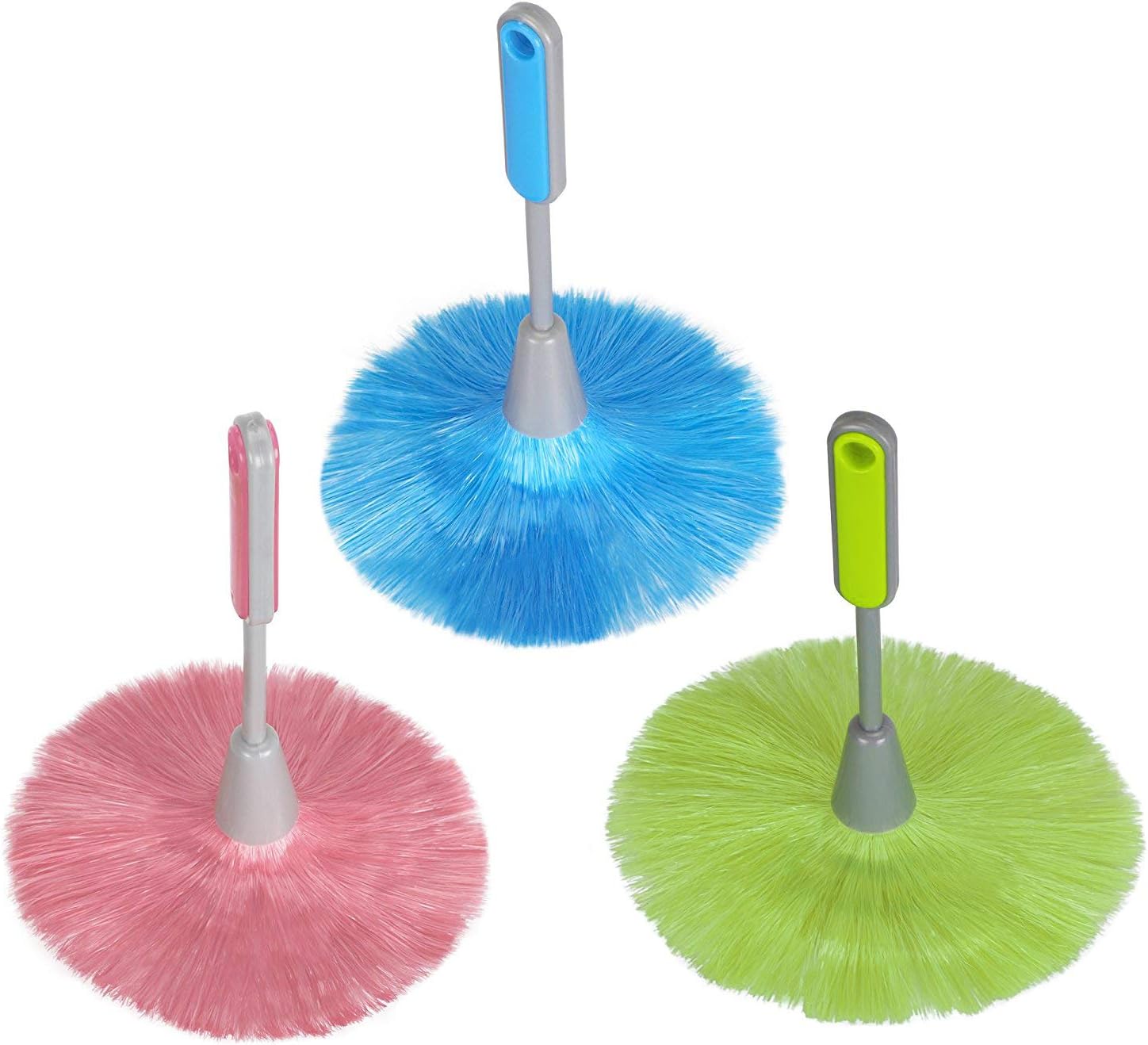 WOVTE 3 Pack Fluffy Microfiber Delicate Kitchen Duster Laptop Keyboard Brush Computer Screen Cleaner Tool Mini Dusting Wand (Blue, Green, Pink)