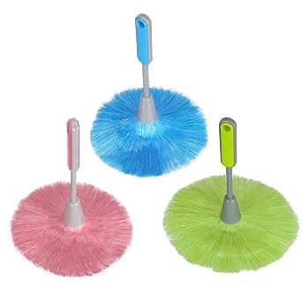 WOVTE 3 Pack Fluffy Microfiber Delicate Kitchen Duster Laptop Keyboard Brush Computer Screen Cleaner Tool Mini Dusting Wand (Blue, Green, Pink)