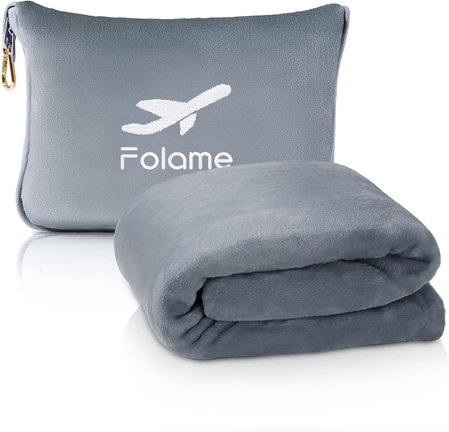 Soft Travel Blanket and Pillow – 2 in 1 Airplane Blanket Compact with Soft Bag Pillowcase, Luggage Belt and Backpack Clip, Portable Long Flight Essentials for Travel- Gray Soft Travel Blanket and Pillow – 2 in 1 Airplane Blanket Compact with Soft Bag Pillowcase, Luggage Belt and Backpack Clip, Portable Long Flight Essentials for Travel- Gray