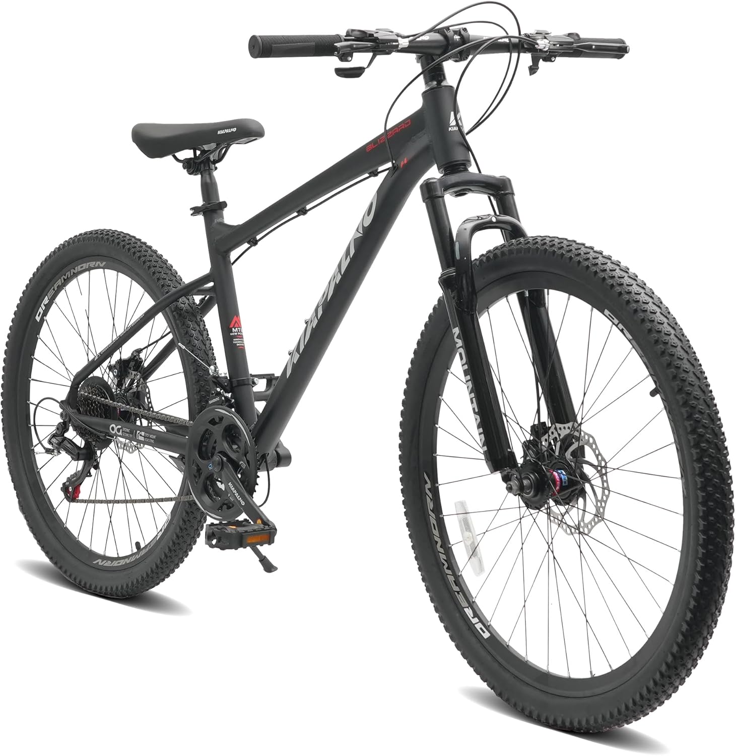 26 Inch All-Terrain Mountain Bike for Adults, Steel Frame 21-Speed with Disc Brakes & Front Suspension, Men Women Trail Riding, Outdoor Touring Commuter Bike, Black
