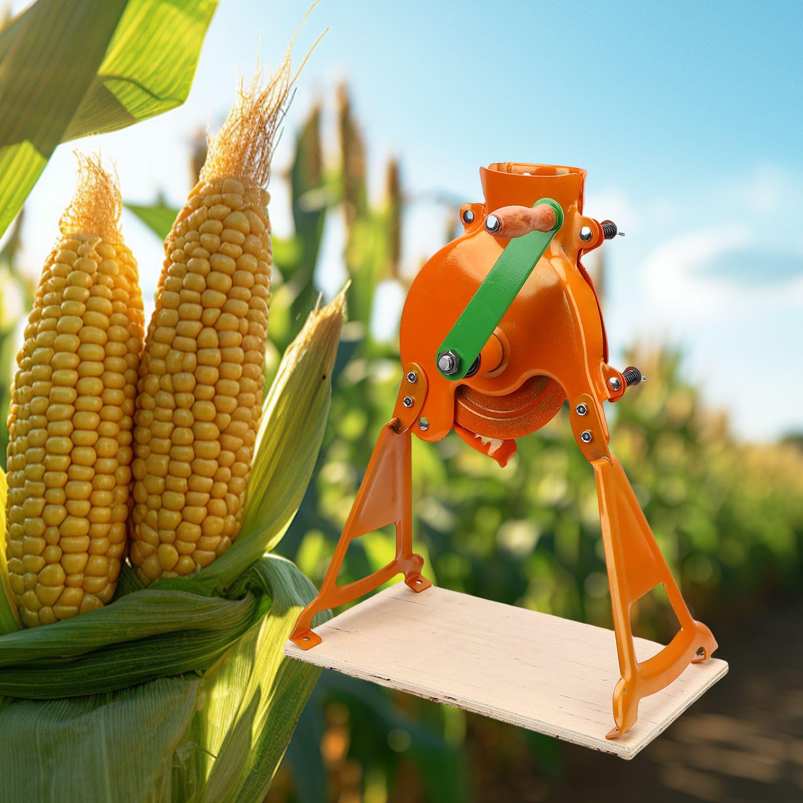 Asixxsix Sgusciatrice manuale per mais in acciaio, apertura di alimentazione regolabile rimuovi pannocchie con supporto sgusciatrice manuale per pannocchie resistente per domestico
