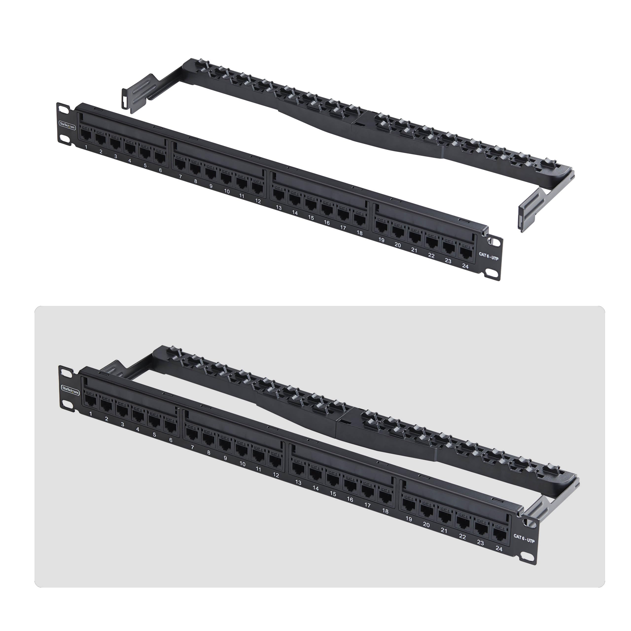 StarTech Panneau 24 Ports 1U Cat6 UTP à Coupleurs RJ45 (C6PANELUTP241UFT)