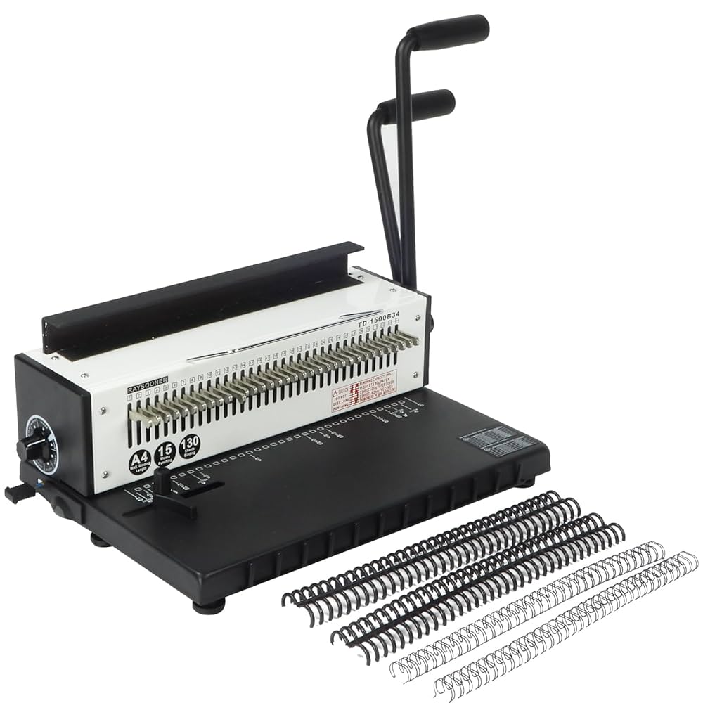 RAYSOONER 紙パンチと製本機。 Amazon | RAYSOONER TD-1500B34 製本機 角穴 1~34穴まで調整