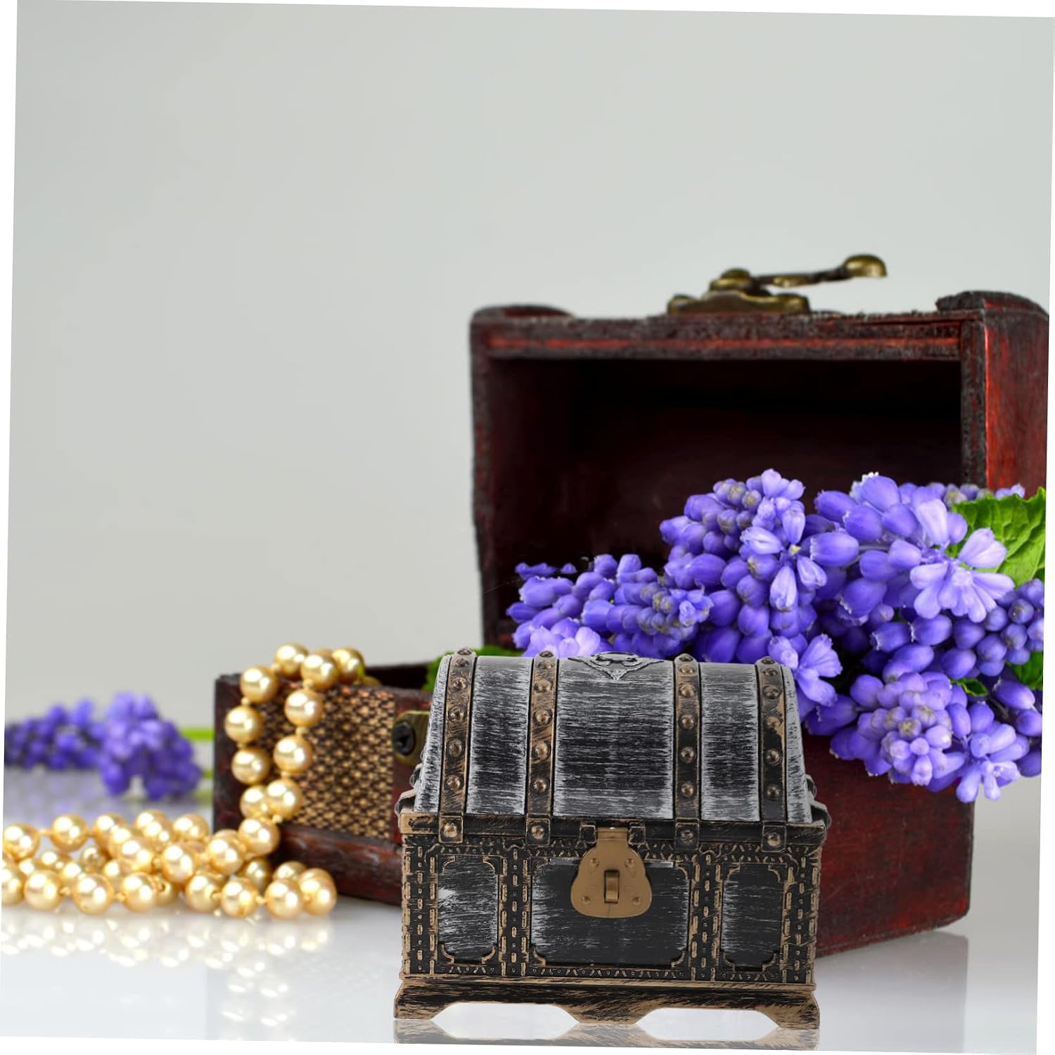 PRETYZOOM Multi Function Small Pirate Treasure Box Vintage Pirate Chest for Storage Halloween Decor Party Centerpiece Gift Organizer